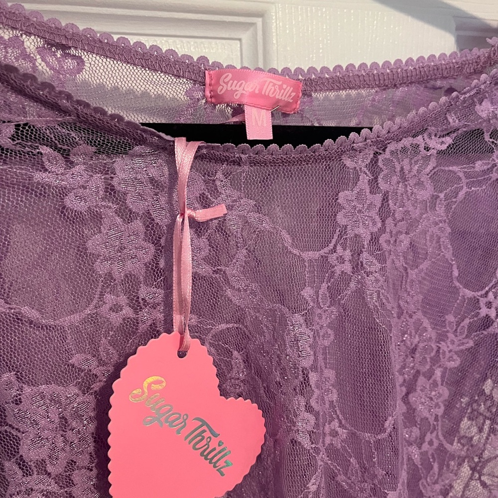 Sugar Thrillz Lavender Lace Chemise - Picture 2 of 3